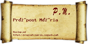 Prépost Mária névjegykártya
