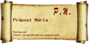 Prépost Mária névjegykártya